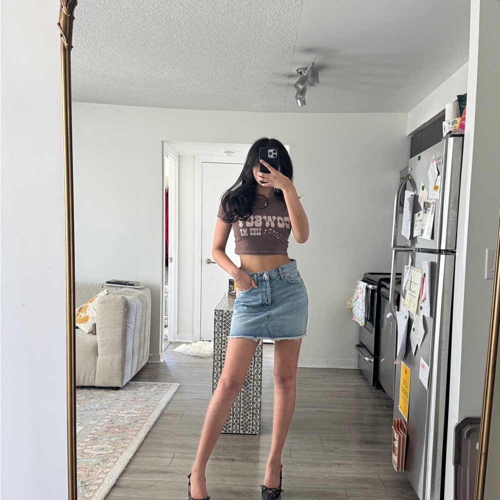 Agolde Light Blue Mini Skirt